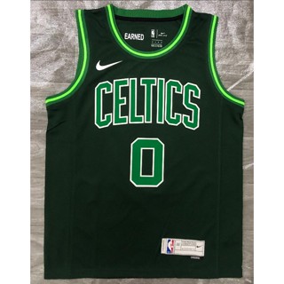 เสื้อกีฬาบาสเก็ตบอล ลายทีม nba Boston celtics no.0 สีเขียวเข้ม 2021