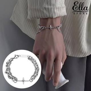 Ellastore123 สร้อยข้อมือโซ่ สีพื้น สไตล์ฮิปฮอป สําหรับผู้ชาย