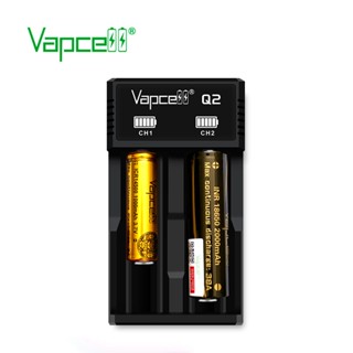 ถ่านชาร์จ 18650 ม่วง Vapcell และ แท่นชาร์จ Q2 2ช่อง ถ่าน