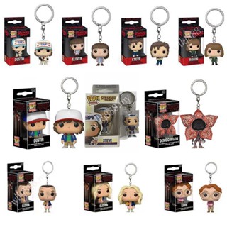 Funko Pop Keychain Strange Things Demogorgon Eleven Dustin Steve Barbara Robin Model Doll Action Figure Toys