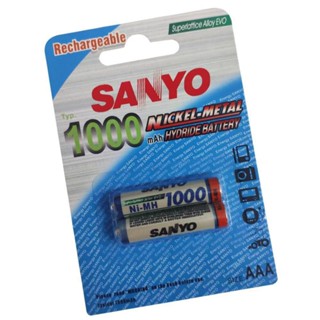 Sanyo ถ่านชาร์จ AAA 1000 mAh NIMH Rechargeable Battery 4 ก้อน ถ่าน