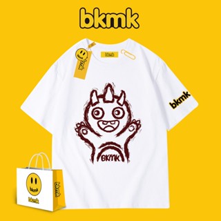 Bkmk เสื้อยืดแขนสั้น พิมพ์ลายหน้ายิ้ม ทรงหลวม ขนาดใหญ่ เหมาะกับฤดูร้อน สไตล์ยุโรป และอเมริกา สําหรับผู้ชาย