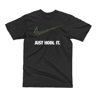 เสื้อยืดแขนสั้นเสื้อยืดผ้าฝ้าย 100 % พิมพ์ลาย Just hodl It Bitcoin cryptostoneS-5XL