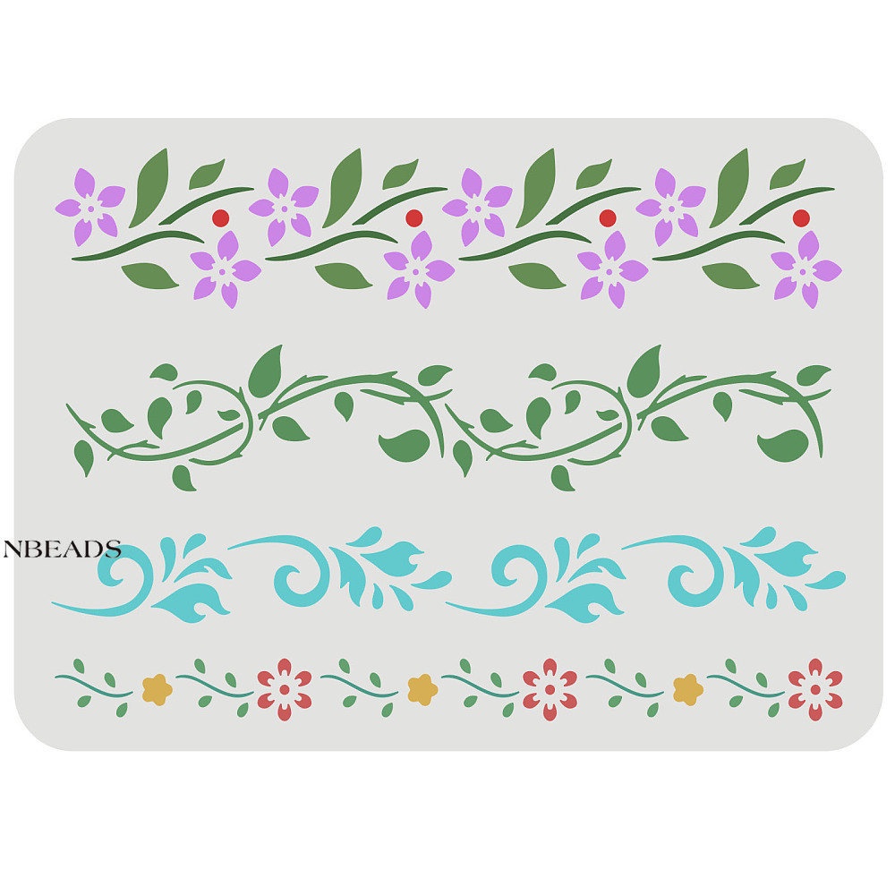 ลายฉลุ รูปเถาวัลย์ดอกไม้ 4 แบบ 29.7×21 ซม. ใช้ซ้ําได้ สําหรับตกแต่งผนัง เฟอร์นิเจอร์ ไม้ กระดาษ 1 ชิ้น