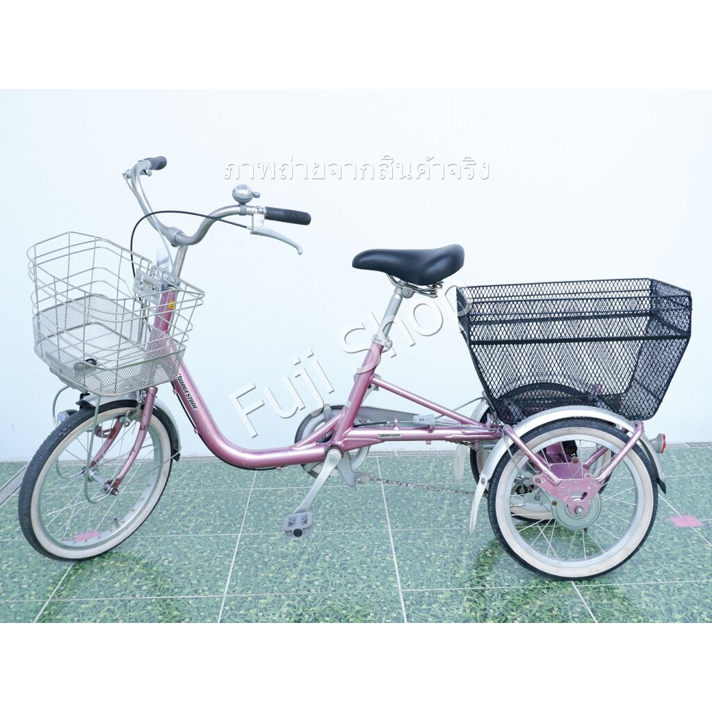 จักรยานสามล้อญี่ปุ่น - ล้อ 18 / 16 นิ้ว - ไม่มีเกียร์ - อลูมิเนียม - Bridgestone - สีชมพู [จักรยานมือสอง]