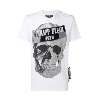 [100% Original] Philipp Plein S19C MTK3075 PJY002N Platinum Cut Skull T-Shirt, White_01