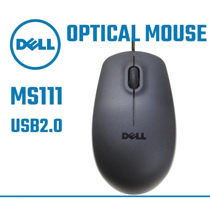 Dell MS111 เมาส์ออปติคอลเล่นเกม USB 3 ปุ่มกด สําหรับสํานักงาน