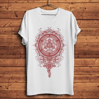 [S-5XL] เสื้อยืดลําลอง คอกลม พิมพ์ลายสัญลักษณ์ Arcane Alchemy Art สีขาว สําหรับผู้ชาย และผู้หญิง