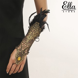 Ellastore123 ถุงมือเต้นรํา ปักลายลูกไม้ สไตล์โกธิควินเทจ 1 คู่