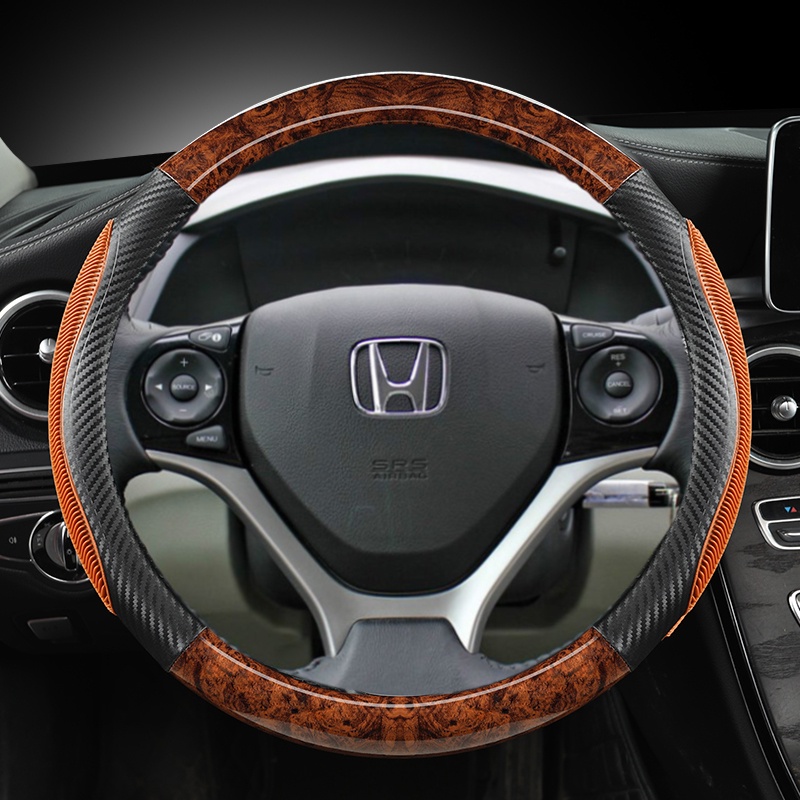 ปลอกหุ้มพวงมาลัยรถยนต์ ลายไม้มะฮอกกานี อุปกรณ์เสริม สําหรับ Honda Civic 2004-2014 Insight 2014 Fit Jazz City 2009-2013