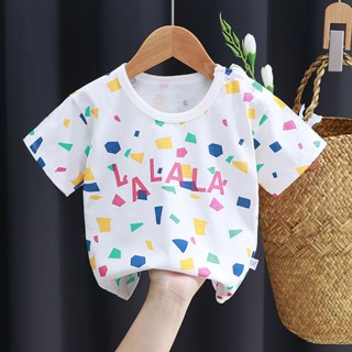 พร้อมส่ง เสื้อยืดแขนสั้นลําลอง คอกลม ผ้าฝ้ายแท้ ดูดซับเหงื่อ ระบายอากาศได้ดี พิมพ์ลายการ์ตูน สไตล์เกาหลี สําหรับเด็กผู้ชาย และเด็กผู้หญิง