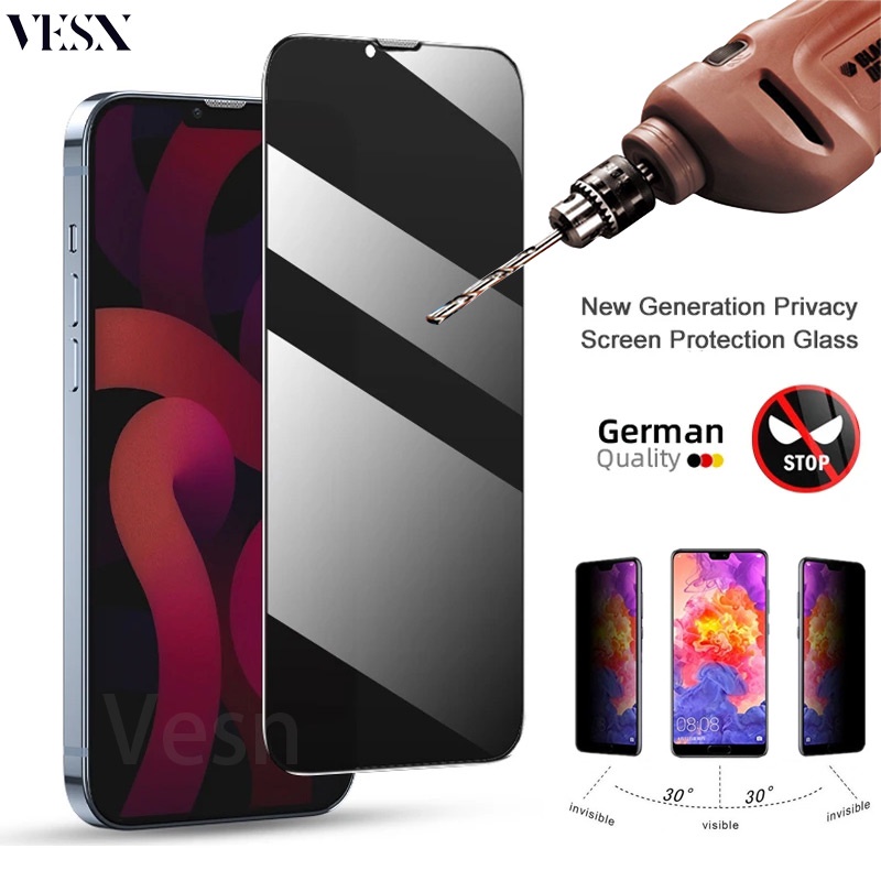 ฟิล์มกระจก ใช้สำหรับ กันเสือก ป้องกันคนมอง แบบเต็มจอ iPhone 16 15 14 13 12 Mini 11 Pro X Xs Max Xr 7 8 6 6s Plus SE 5 5s 5C SE2 SE3 2023 2020 2022 4G 5G 2024