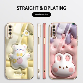 เคส Samsung Galaxy A70 A70S A50 A50S A30S A30 A20 A10 น่ารัก 3D สัตว์สามมิติ และพืช หรูหรา สี่เหลี่ยม ชุบไฟฟ้า เคสป้องกันกล้อง