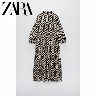 Zara ฤดูร้อนใหม่ ผู้หญิง ฝรั่งเศส อารมณ์ พิมพ์ Midi ชุด