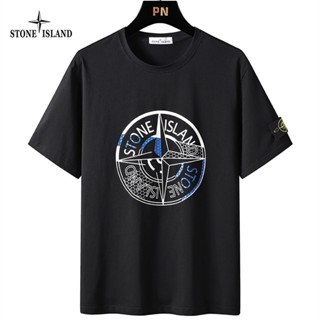 เสื้อยืดแขนสั้น คอกลม ทรงหลวม ลาย Stone Island ของแท้ สไตล์สปอร์ต สําหรับคู่รัก