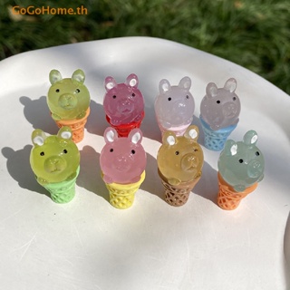 GOGO 2Pcs Kawaii Luminous Ice Cream Rabbit Ornaments Cartoon Bunny Doll Decoration TH