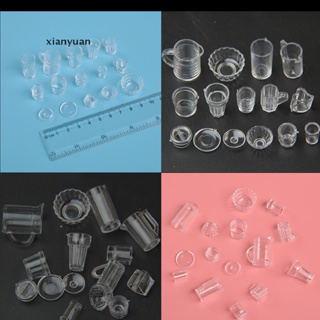 xianyuan 15pcs/Set Mini Transparent Drink Cups Dish Plate Tableware Miniatures XY