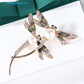 tuilieyfish Fashion women crystal pearl animal dragonfly enamel brooch pin custome jewelry co