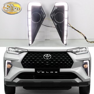 2PCS LED Daytime Running Light For Toyota Veloz 2021-2023 Car 12V LED DRL Lamp Dynamic Turn Signal Waterproof