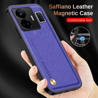 Realmi GT Neo 5 GT3 5G Case Cross Grain Texture Leather Magnetic Case For RealmeGT3 Realme GT 3 5G RMX3709 6.74" c55 c53 Camera Shockproof Cover