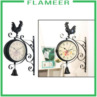 [Flameer] นาฬิกาแขวนผนัง แบบสองด้าน เหล็กดัด สําหรับตกแต่งบ้าน