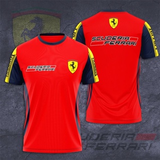 F1 เสื้อยืดแขนสั้นลําลอง พิมพ์ลาย Scuderia Ferrari พลัสไซซ์ แฟชั่นฤดูร้อน สําหรับผู้ชาย