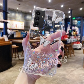 ใหม่ เคสโทรศัพท์มือถือแบบใส แต่งกลิตเตอร์ ลายผีเสื้อ ระยิบระยับ หรูหรา สําหรับ Samsung Galaxy A54 A34 A14 A04e LTE 4G 5G GalaxyA54 GalaxyA34 2023