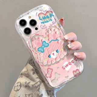 ✅เคสโทรศัพท์มือถือแบบนิ่ม ใส กันกระแทก ลายกระต่ายสีชมพู พร้อมที่หนีบผม สําหรับ iPhone 14 13promax 12 11 7 8p xs r KV3B