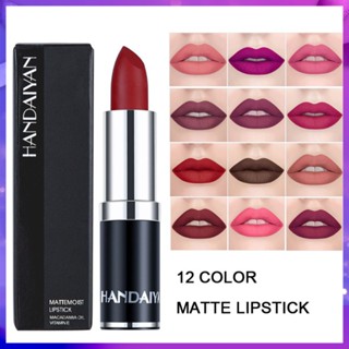 HANDAIYAN ลิปสติก ลิปทิ้นท์ matte lipstick ลิปแมทต์ ลิปจุ่ม ลิปแมท ลิปสติก ลิปสติกสีด้าน12สี,ลิปเนื้อแมทสีติดทนนานกันน้ำลิปแมทลิปเนื้อกำมะหยี่