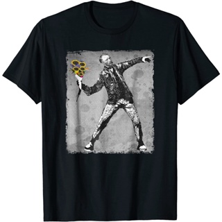 เสื้อยืดแขนสั้นเสื้อยืด พิมพ์ลายกราฟฟิค Van Gogh Flower Thrower สําหรับผู้ชายS-5XL