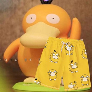 ชุดนอน กางเกงขาสั้นลําลอง พิมพ์ลายการ์ตูนอนิเมะ Psyduck ทรงหลวม เหมาะกับเดินชายหาด แฟชั่นฤดูร้อน สไตล์ญี่ปุ่น สําหรับเด็กผู้หญิง [RAIN]