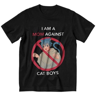 เสื้อยืดแขนสั้น ผ้าฝ้าย 100% พิมพ์ลาย I Am A Mom Against Cat Boys แฟชั่นฤดูร้อน สําหรับผู้ชายS-5XL