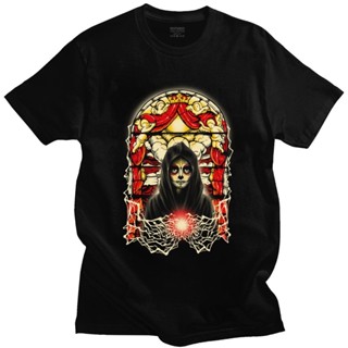 เสื้อยืดแขนสั้น ผ้าฝ้าย 100% พิมพ์ลาย Santa Muerte Light of The World สไตล์ฮาราจูกุ สําหรับผู้ชาย และผู้หญิงS-5XL