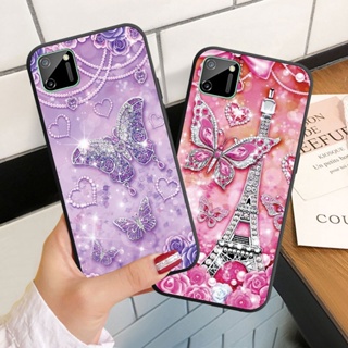 เคสโทรศัพท์มือถือ ซิลิคอนนิ่ม ลายผีเสื้อ ประดับเพชร สําหรับ Realme C1 C2 C3 C11 2021 C12