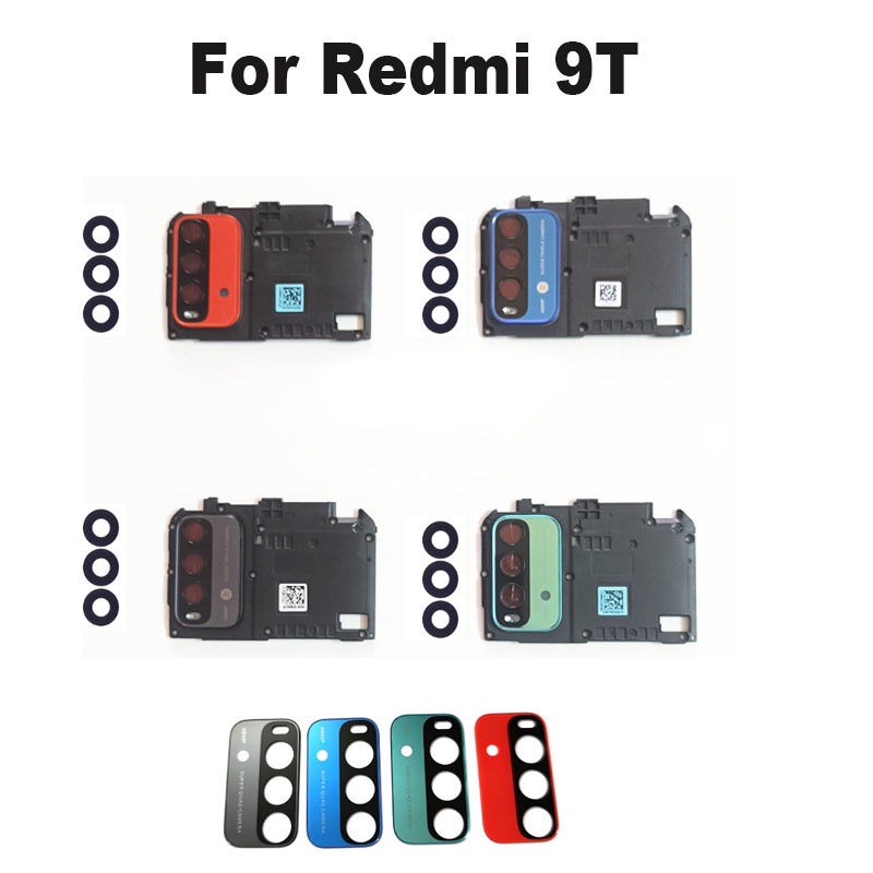 ใหม่สําหรับ Xiaomi Redmi 9T กระจกกล้องหลังกรอบเลนส์ด้านหลังพร้อมกาวสติกเกอร์กาว