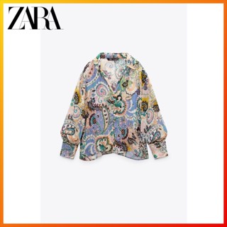 Zara เสื้อเชิ้ต พิมพ์ลาย แฟชั่นฤดูใบไม้ผลิ สําหรับผู้หญิง