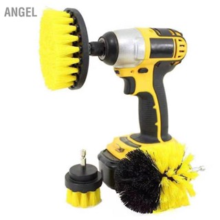 ANGEL 4PCS เจาะ แปรงทำความสะอาด สีเหลือง Power Scrubber Electric Car Cleaning Brush Kit for Home