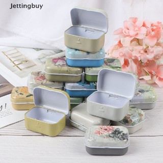 [Jettingbuy] Mini Flower Tin Trinket Jewelry Coin Box Tinplate Storage Case Small Rectangular New Stock