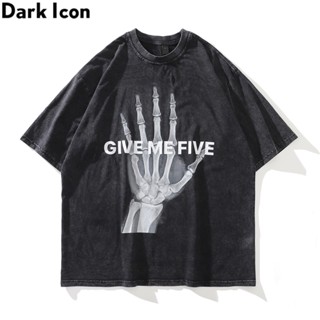 เสื้อยืด ผ้าฝ้าย พิมพ์ลาย Dark Icon Give Me Five Skeleton สไตล์ฮิปฮอป แนวสตรีท เหมาะกับฤดูร้อน สําหรับผู้ชาย_03