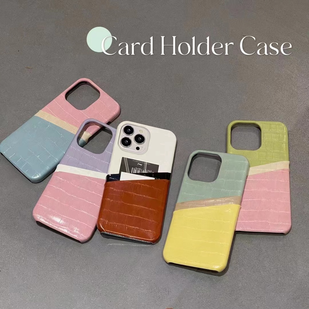 เคสโทรศัพท์มือถือ ลายหนังจระเข้ สองช่อง บล็อกสี แฟชั่น สําหรับ iPhone14 Pro max 14plus 13 12 11 Pro 