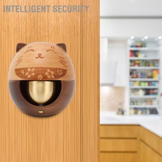  Intelligent Security เจ้าของร้าน Bell Fortune Cat สไตล์ไม้ทองเหลืองเสียงใสถูกใจติดตั้งง่ายกระดิ่งประตูสำหรับร้านโฮมคาเฟ่