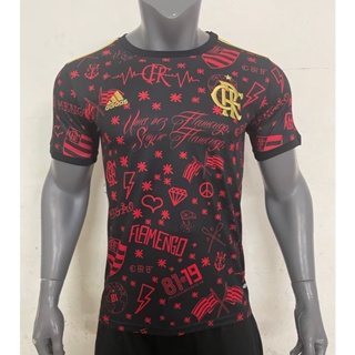 เสื้อกีฬาแขนสั้น ลายทีมชาติฟุตบอล Flamengo สีแดง ไซซ์ S - XXL 23-24 ชุดเหย้า สําหรับผู้ชาย