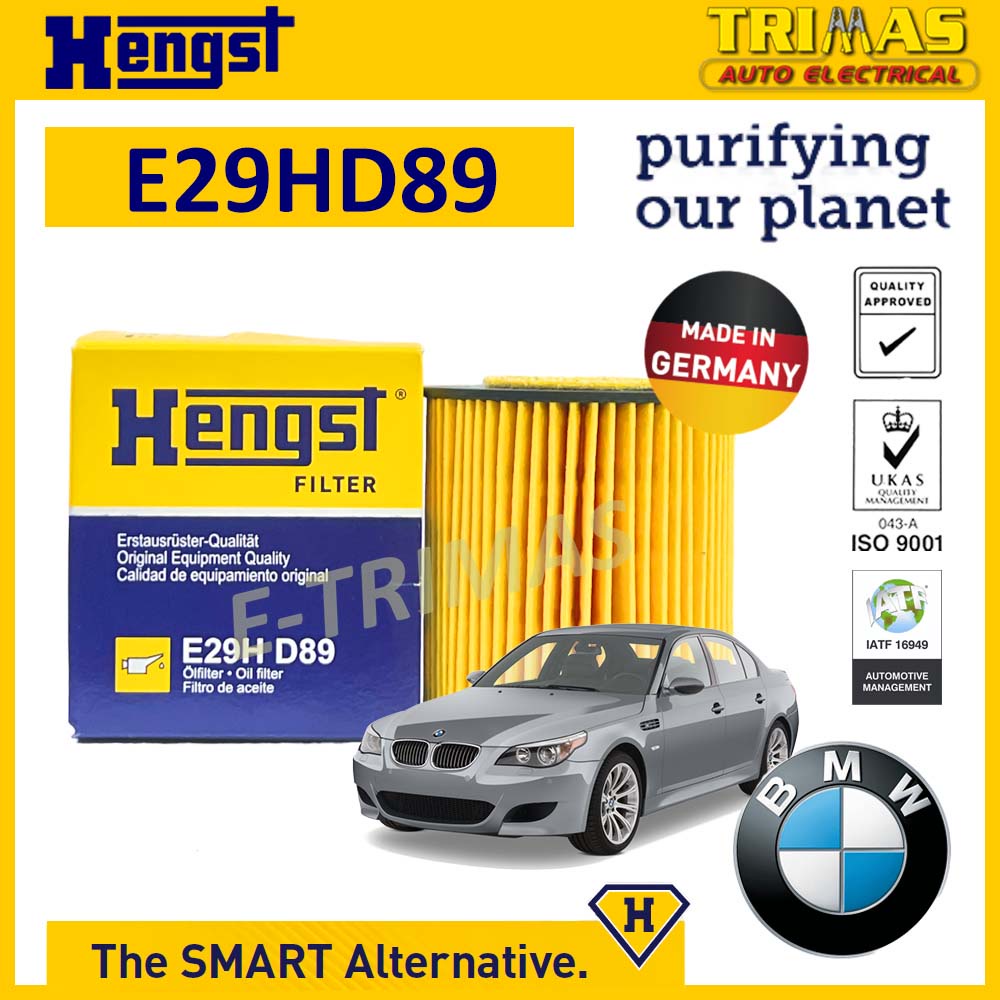 HENGST กรองน้ํามันเครื่อง BMW 5 E60 E61 เครื่องยนต์ N43 N46 2001-2011 Penapis Miyak Enjin E29H D89 1