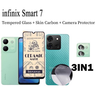 3 in 1 ฟิล์มกระจกนิรภัยกันรอยหน้าจอ เนื้อแมตต์ สําหรับ Infinix Smart 7 Infinix Smart 6 HD Plus Hot 20s 20i 20 Play10s 10i 12i 12 11 10 9 Play 11s NFC