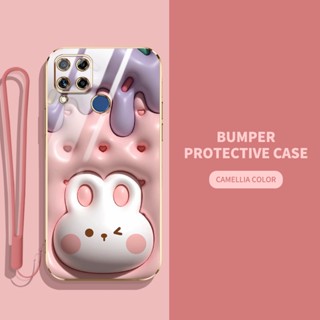 เคสโทรศัพท์มือถือ ลายสัตว์ และพืชน่ารัก 3D พร้อมสายคล้อง สําหรับ OPPO Realme C15 C12 C25 C25S Realme Narzo 20 30A 50A