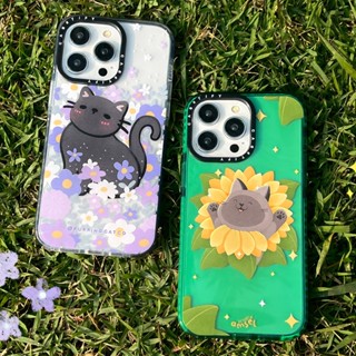 Casetify เคสโทรศัพท์มือถือแบบนิ่ม TPU ใส กันกระแทก ลายดอกไม้ แมว สําหรับ iPhone 14 13 12 11 Pro MAX XR IX XS MAX 7 8 Plus