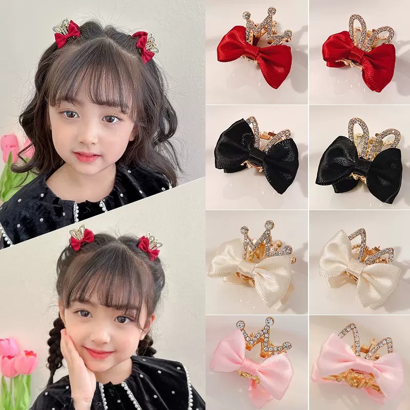2 ชิ้น / เซต น่ารัก เจ้าหญิงน้อย สามมิติ หูกระต่าย โบว์ กิ๊บติดผม มงกุฎเด็ก หมวกกันน็อก แฟชั่น เด็กผู้หญิง เครื่องประดับผม