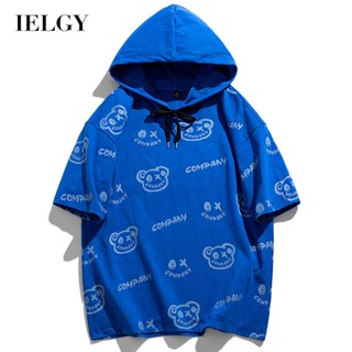 IELGY เสื้อยืด มีฮู้ด ทรงหลวม สไตล์ฮ่องกง ฤดูร้อน สําหรับผู้ชาย