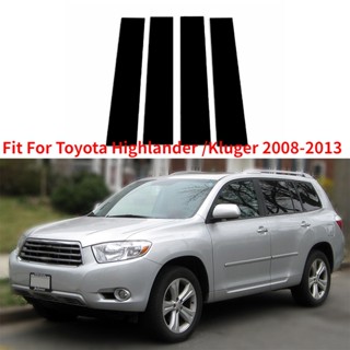 ใหม่ สติกเกอร์ติดเสาประตู หน้าต่าง สีดํามันวาว สําหรับ Toyota Highlander Kluger 2008-2021 2022