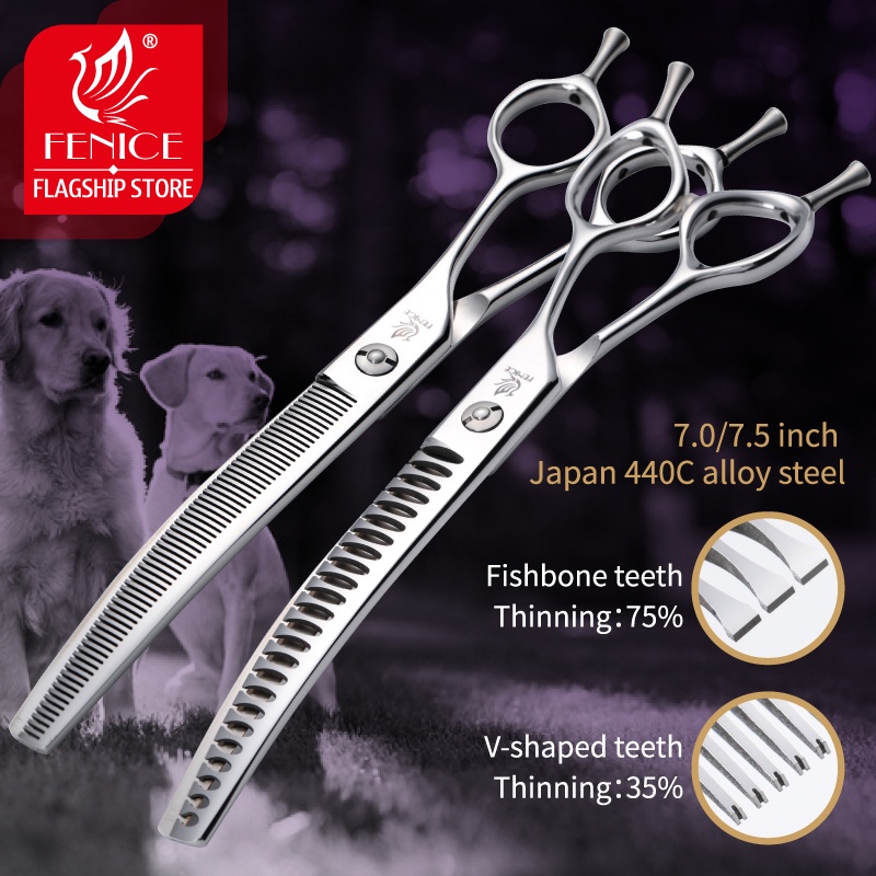 Fenice กรรไกรตัดขนสุนัข มืออาชีพ 7.0 7.5  นิ้ว แบบโค้ง 440C คุณภาพสูง 1RLX
